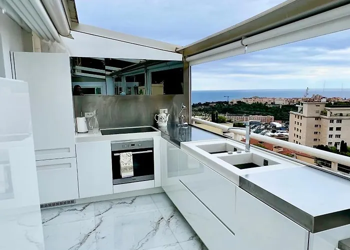 Apartment Sea View Penthouse, Monaco Border, Private Parking Beausoleil